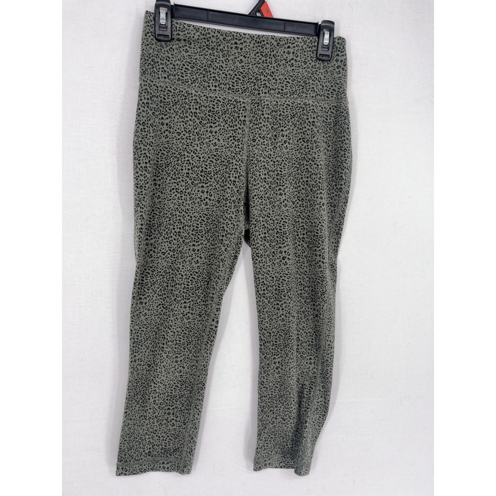 Tek Gear Essential Gear Leopard Print Cropped Leggings Green Black Size M